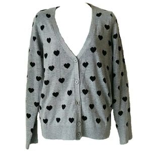 POL Gray Heart Cardigan